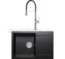 Комплект Мойка Polygran Gals 760 черная + Смеситель Rush MS9035-35Black черный, с гибким изливом