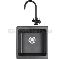 Комплект Мойка Granula 4451, черный + Смеситель Kaiser Merkur 26744-9 черный