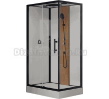 Душевая кабина EvaGold 1806B-S 120х80 см, прямоугольная, черный, вставка бамбук
