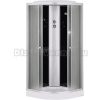 Душевая кабина EvaGold F101BS 100х100 см, четверть круга, низкий поддон, матовый хром, черная задняя стенка