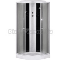 Душевая кабина EvaGold F901BS 90х90 см, четверть круга, низкий поддон, матовый хром, черная задняя стенка