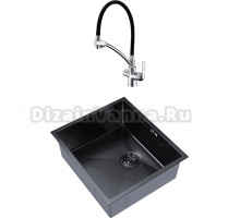 Комплект Мойка Mixline 548569 черный графит + Смеситель Lemark Comfort LM3070C с гибким изливом, хром, черный