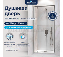 Душевая дверь в нишу RGW Leipzig LE-102 80 см, профиль матовый хром, стекло прозрачное