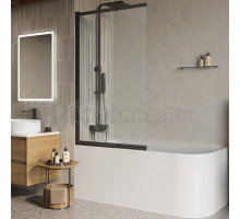 Шторка на ванну BelBagno Luce VF-11-100/145-C-NERO профиль матовый черный, стекло прозрачное
