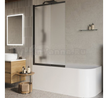 Шторка на ванну BelBagno Luce VF-11-90/145-P-NERO профиль матовый черный, стекло рифленое