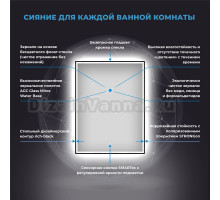 Зеркало Wellsee 7 Rays’ Spectrum 40х60 с фронтальной подсветкой, черное матовое