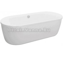 Акриловая ванна Cezares Metauro METAURO-Central-180-80-40-W-MATT 180x80 см, отдельностоящая, белая матовая, овальная, на ножках, с экраном, экран матовый белый