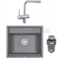 Комплект Мойка Granula Kitchen Space 6003, алюминиум + Смеситель 2088, алюминиум + Измельчитель Bort Titan 5000