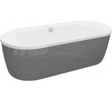 Акриловая ванна Cezares Metauro METAURO-Central-180-80-40-W-MATT 180x80 см, отдельностоящая, белая матовая, овальная, на ножках, с серым экраном, экран матовый серый