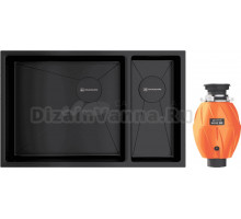 Комплект Мойка Omoikiri Taki 69-2-U/IF-GB графит, L + Измельчитель Nagare 500