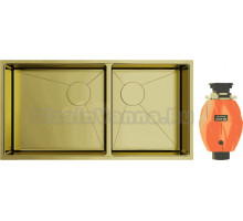 Комплект Мойка Omoikiri Taki 85-2-LB-U/IF-LG светлое золото + Измельчитель Nagare 500