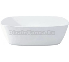Ванна из искусственного камня Treia Lia 170x80 см, отдельностоящая, матовая белая, овальная, со сливом-переливом, с донным клапаном