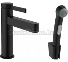 Смеситель для раковины Hansgrohe Finoris 110 76210670 с гигиеническим душем, матовый черный