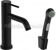 Смеситель для раковины Hansgrohe Tecturis S 110 73211670 с гигиеническим душем, матовый черный