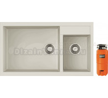 Комплект Мойка Omoikiri Tedori 86-2-LB белая + Измельчитель Nagare slim 1250