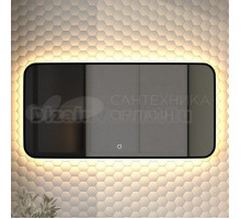 Зеркало Defesto Aura DF 2975SH 100x50, с теплой подсветкой, сенсорный выключатель, черное