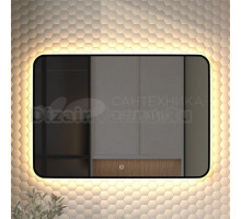 Зеркало Defesto Aura DF 2979SH 100x70, с теплой подсветкой, сенсорный выключатель, черное