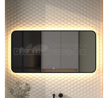 Зеркало Defesto Aura DF 2978SH 120x60, с теплой подсветкой, сенсорный выключатель, черное
