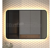 Зеркало Defesto Aura DF 2979RH 100x70, с теплой подсветкой, инфракрасный выключатель, черное