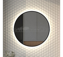 Зеркало круглое Defesto Aura DF 2984 70x70, с нейтральной подсветкой, без выключателя, черное