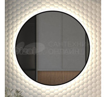 Зеркало круглое Defesto Aura DF 2985 80x80, с нейтральной подсветкой, без выключателя, черное