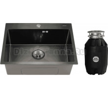 Комплект Мойка Melana D6045HB графит + Измельчитель Bone Crusher BC 810-AS