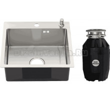 Комплект Мойка Melana ProfLine MLN-R5045H+дозатор сатин + Измельчитель Bone Crusher BC 810-AS