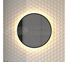 Зеркало круглое Defesto Aura DF 2992 50x50, с теплой подсветкой, без выключателя, черное