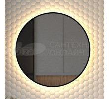 Зеркало круглое Defesto Aura DF 2994 70x70, с теплой подсветкой, без выключателя, черное