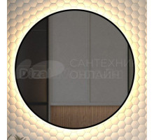 Зеркало круглое Defesto Aura DF 2995 80x80, с теплой подсветкой, без выключателя, черное