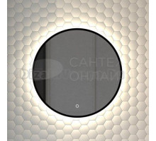 Зеркало круглое Defesto Aura DF 2982S 50x50, с нейтральной подсветкой, сенсорный выключатель, черное