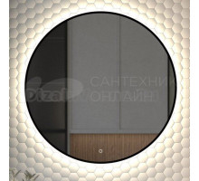 Зеркало круглое Defesto Aura DF 2985S 80x80, с нейтральной подсветкой, сенсорный выключатель, черное
