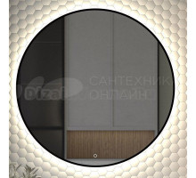 Зеркало круглое Defesto Aura DF 2986S 90x90, с нейтральной подсветкой, сенсорный выключатель, черное