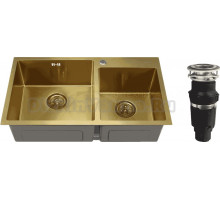 Комплект Мойка Melana S8045HG золото + Измельчитель Bone Crusher BC 610-AS