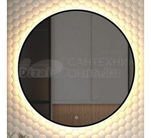 Зеркало круглое Defesto Aura DF 2995S 80x80, с теплой подсветкой, сенсорный выключатель, черное