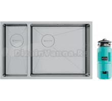 Комплект Мойка Omoikiri Taki 69-2-U/IF-IN нержавеющая сталь, R + Измельчитель Nagare slim 1250-AZ azur blue