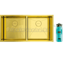 Комплект Мойка Omoikiri Taki 86-2 светлое золото + Измельчитель Nagare slim 1250-AZ azur blue