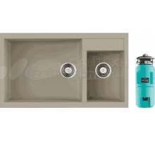 Комплект Мойка Omoikiri Tedori 86-2-LB ваниль + Измельчитель Nagare slim 1250-AZ azur blue