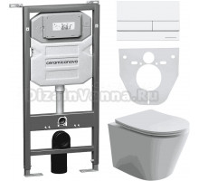 Комплект Унитаз подвесной Ceramicanova Balearica CN6000 безободковый, с микролифтом + Инсталляция Envision CN1002W + Кнопка Flat, белая