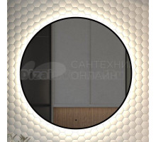 Зеркало круглое Defesto Aura DF 2985R 80x80, с нейтральной подсветкой, инфракрасный выключатель, черное