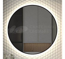 Зеркало круглое Defesto Aura DF 2986R 90x90, с нейтральной подсветкой, инфракрасный выключатель, черное