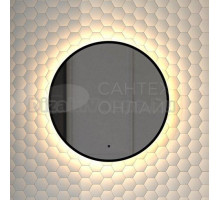 Зеркало круглое Defesto Aura DF 2992R 50x50, с теплой подсветкой, инфракрасный выключатель, черное