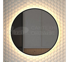 Зеркало круглое Defesto Aura DF 2994R 70x70, с теплой подсветкой, инфракрасный выключатель, черное
