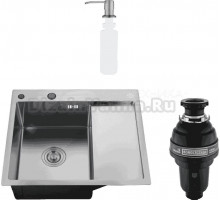 Комплект Мойка РМС MRK-5851BL-L c дозатором, графит + Измельчитель Bone Crusher BC 1000-AS