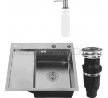 Комплект Мойка РМС MRK-5851BL-R c дозатором, графит + Измельчитель Bone Crusher BC 610-AS
