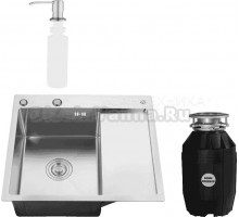 Комплект Мойка РМС MRK-5851L L c дозатором, серый + Измельчитель Bone Crusher BC 810-AS