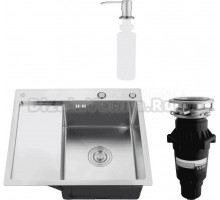 Комплект Мойка РМС MRK-5851R R c дозатором, серый + Измельчитель Bone Crusher BC 810-SL Slim Line