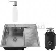 Комплект Мойка РМС MRK-6350BL-L c дозатором, графит + Измельчитель Bone Crusher BC 910-AS