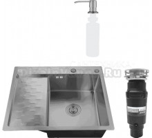 Комплект Мойка РМС MRK-6350BL-R c дозатором, графит + Измельчитель Bone Crusher BC 910-SL-Slim Line