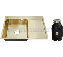 Комплект Мойка РМС MRK-7851G L золотая + Измельчитель Bone Crusher BC 810-AS